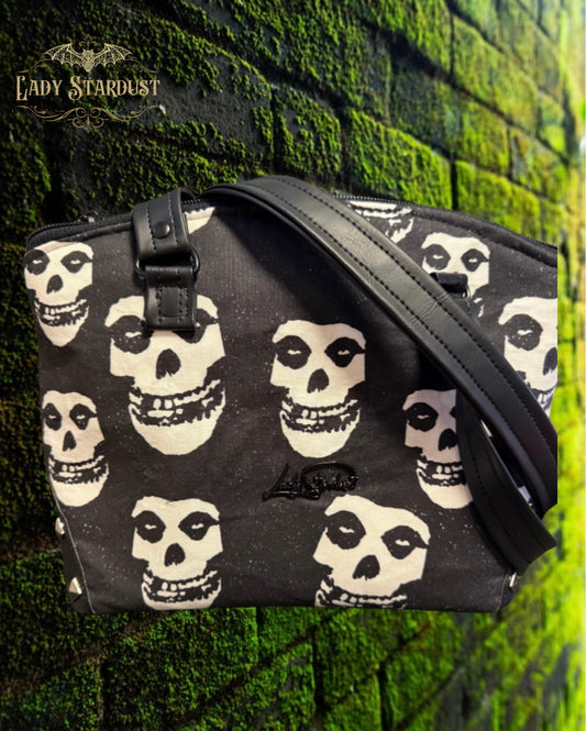 Crimson Ghost Handbag with Stud Accents